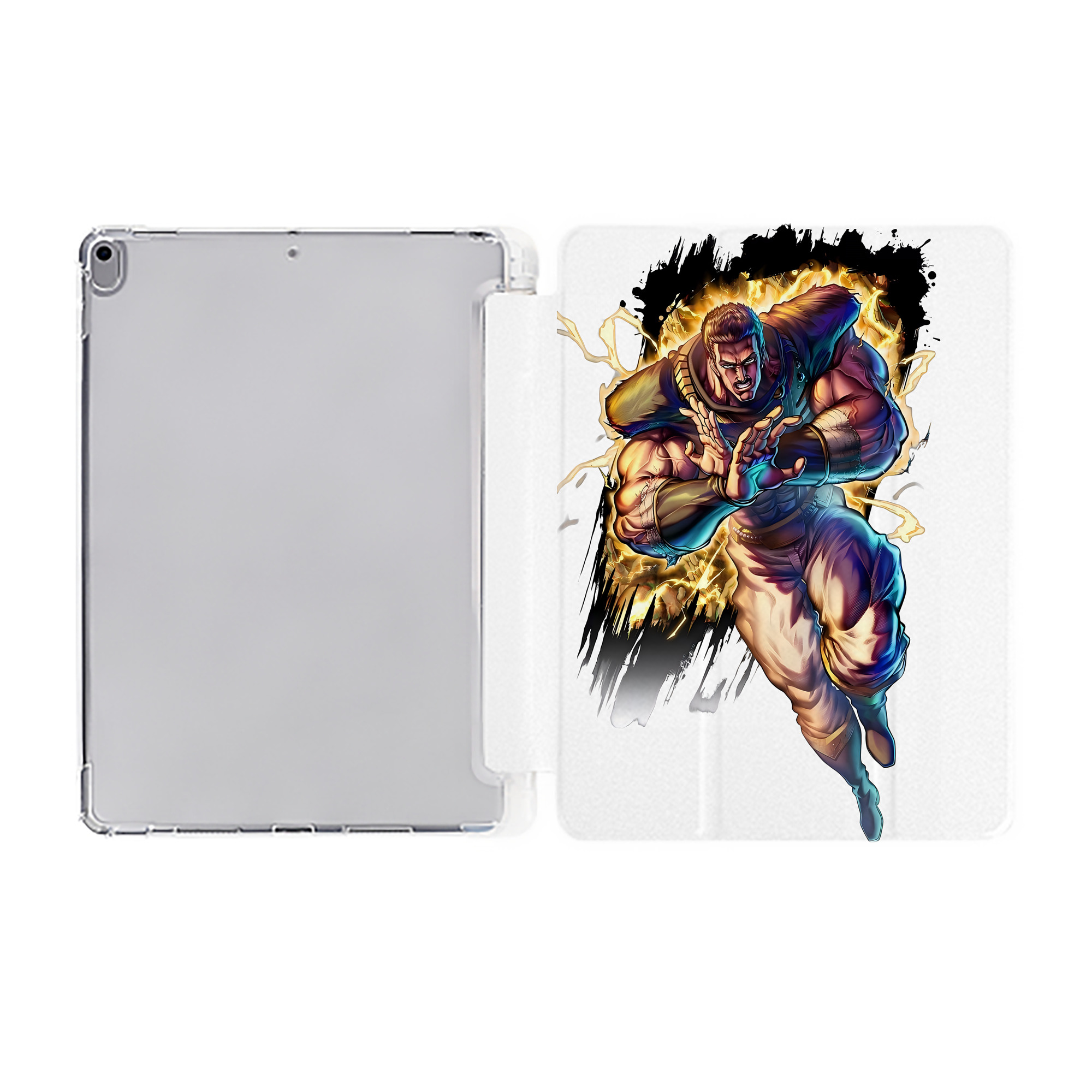 （画像用） 北斗の拳 Fist of the North Star IPad ケース ペン収納付き 三つ折りスタンド PUレザー×シリコン 対応機種9.5/10.5/10.9インチ